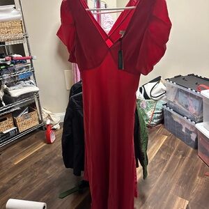 Banana Republic Pink Midi Dress with Flutter Sleeves